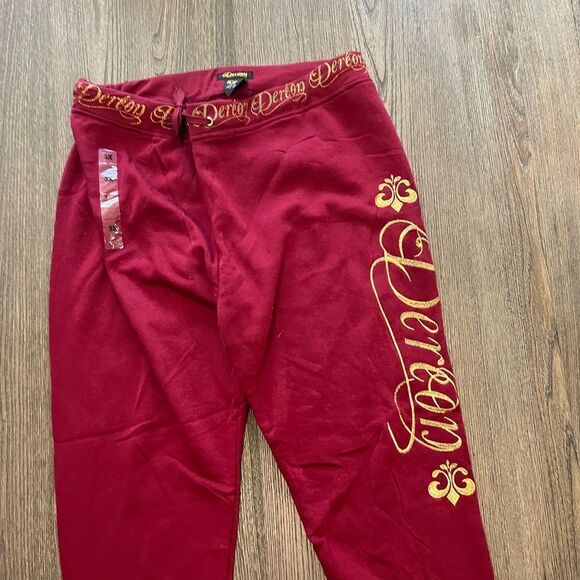 NWT Dereon Wine Red Gold Cropped Jogger Sweatpants Size 3X - Picture 6 of 8